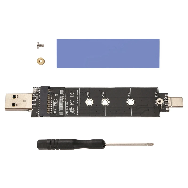 Duálny protokol typu C typu-A M.2 NVME PCIE NGFF USB3.1 GEN2 10 GBPS M2 SSD CATY ADAPTER KARTA pre 2230/2242/2260/2280 SSD