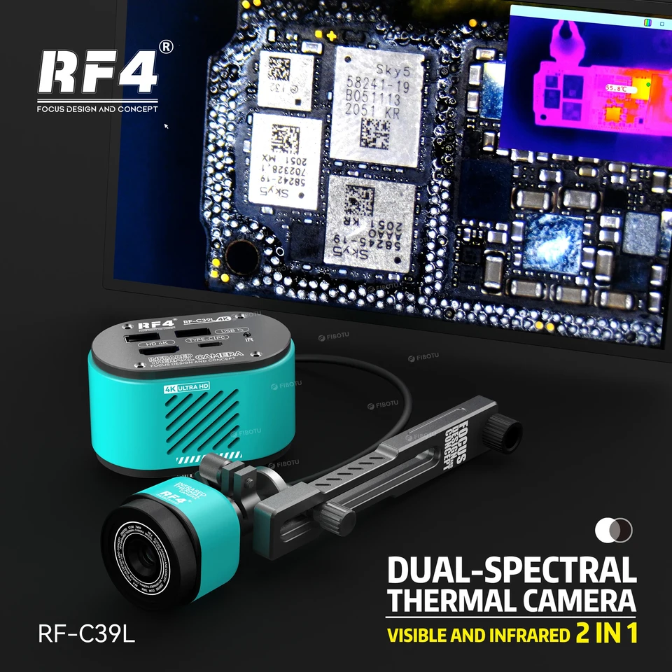 Duálny spektrálny tepelný obraz 4K fotoaparát RF-C39L, nevyžaduje sa žiadny počítač alebo telefón zachytáva viditeľné aj infračervené tepelné obrázky