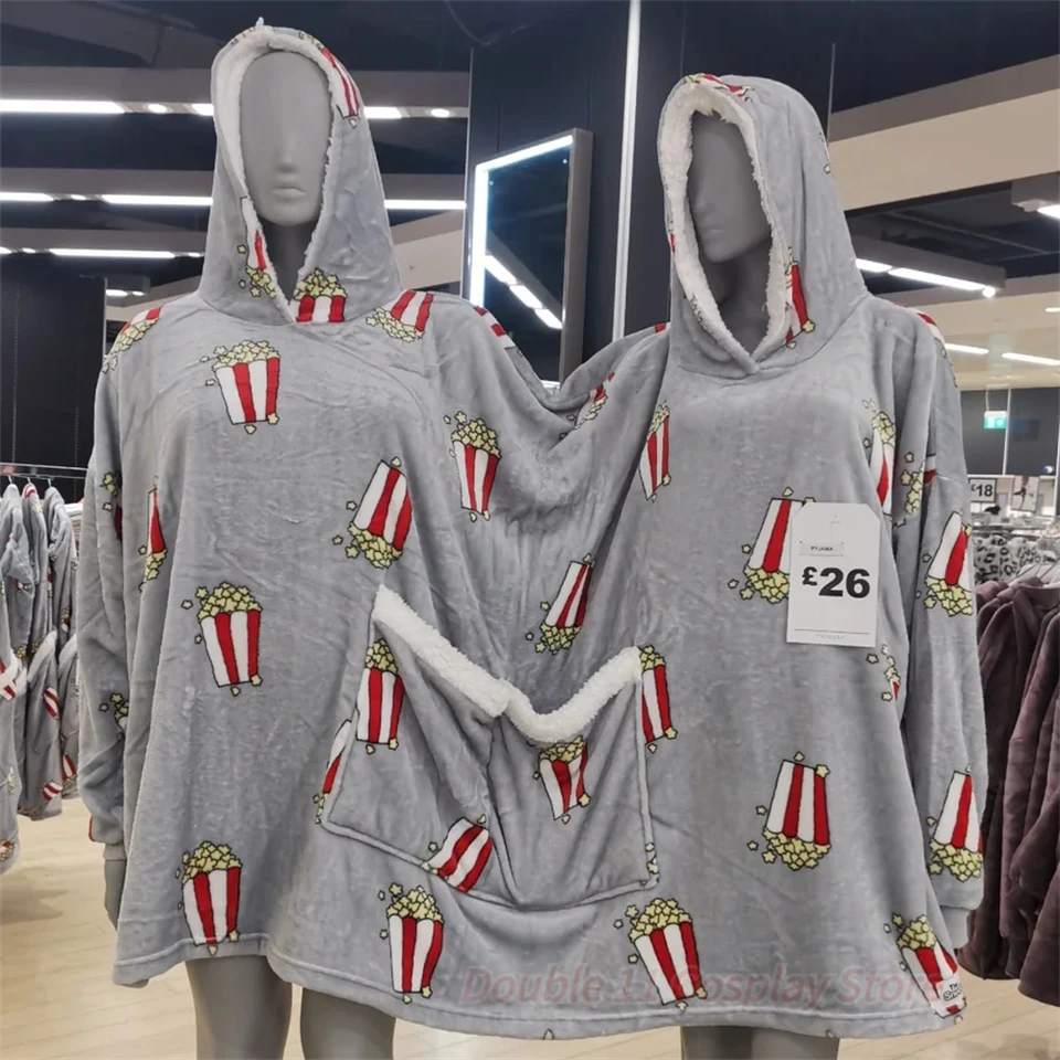 Dva osoby intímne voľné popcorn dospelí muži Ženy Jednodielne páry pyžamy na jeseň zimný plyšový pullover vianočný outfit