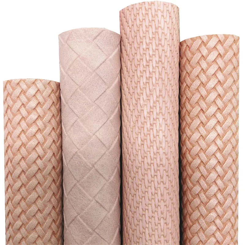 Dva tóny tkané vyrazené syntetické kožené vinylové kožené listy pre luky ručne vyrábané remeselné DIY 21x29cm Q1871