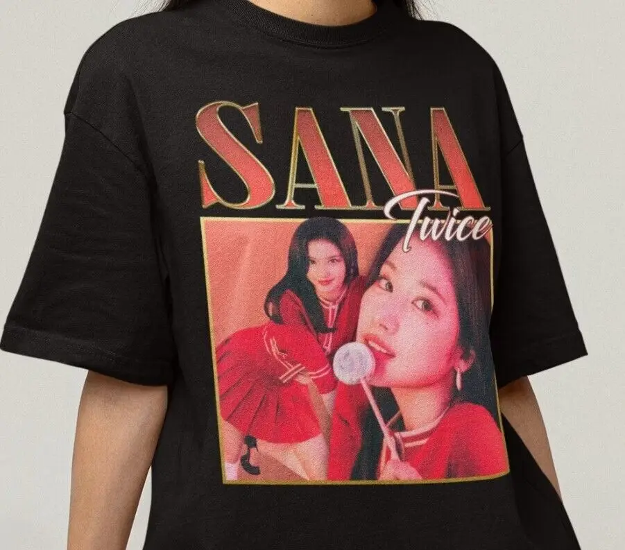Dvakrát Sana Retro T tričko KPOP TE4215