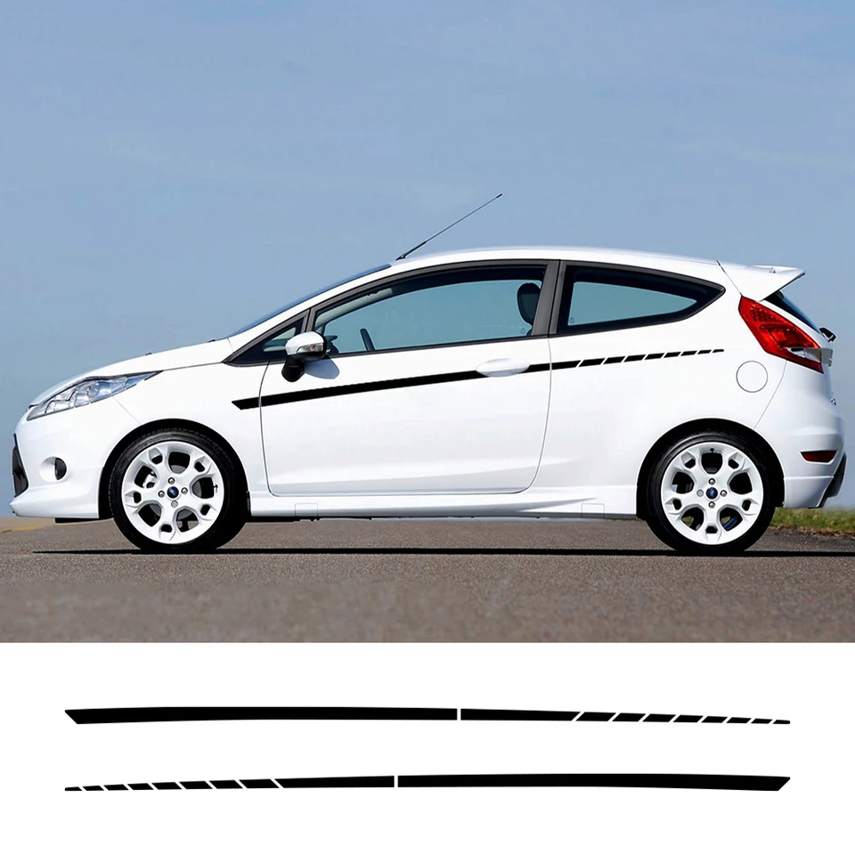 Dvere na bočné pásové pásové pásové pruhy pretekárske pruhy Vinylové príslušenstvo pre Ford Fiesta Mk7 3 Door 2008 - 2017 ST200