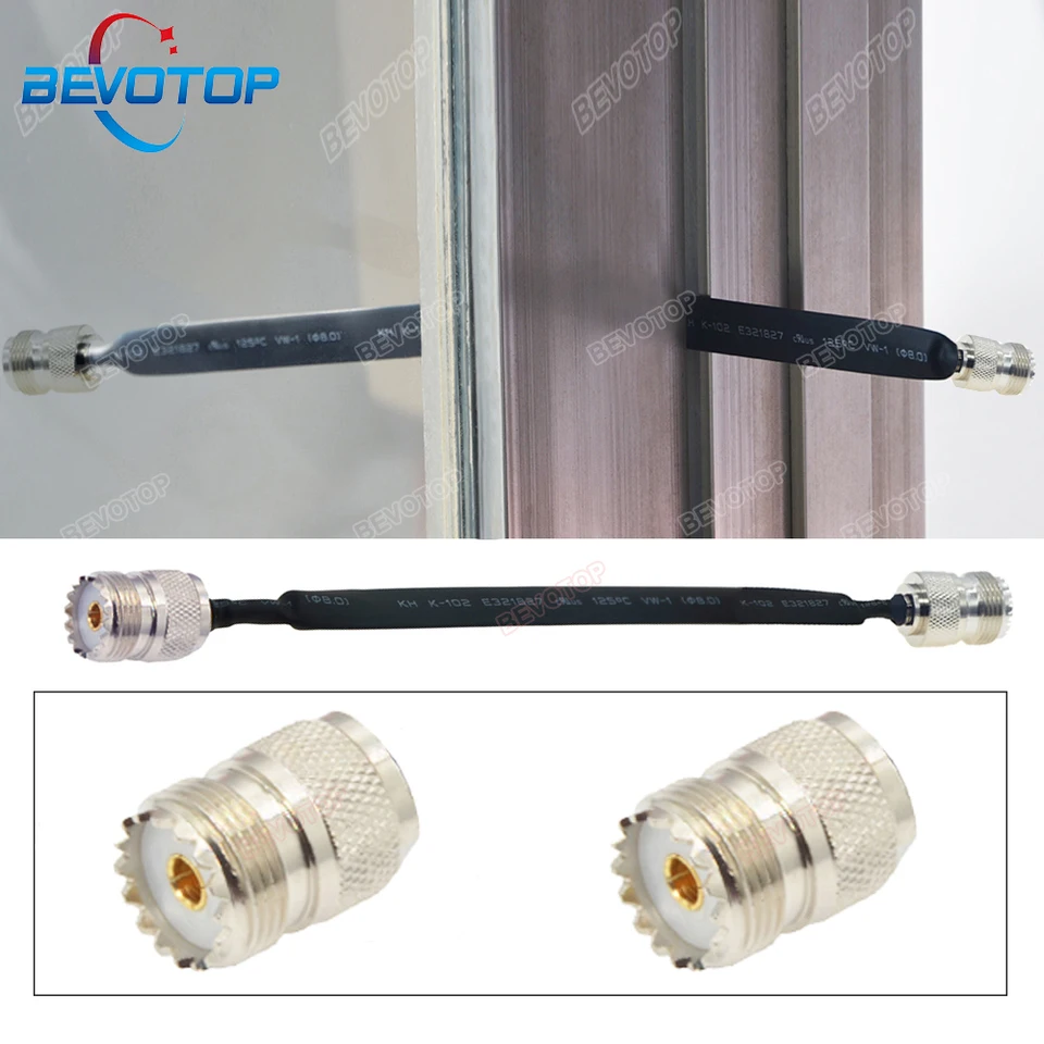 Dvere/okno prechádzajú plochým RF koaxiálnym káblom SO239 UHF Žena do UHF SMEZPEČNÁ 50 OHM RF Coax Pigtail Extension Cord Bevotop