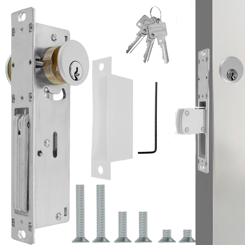 Dverový zámok hliníkovej výkladu dverí zámok Commercial Mortise Lock Double Valček Spevný mosadzný háčik Deadbolt Key Hardware Dvere