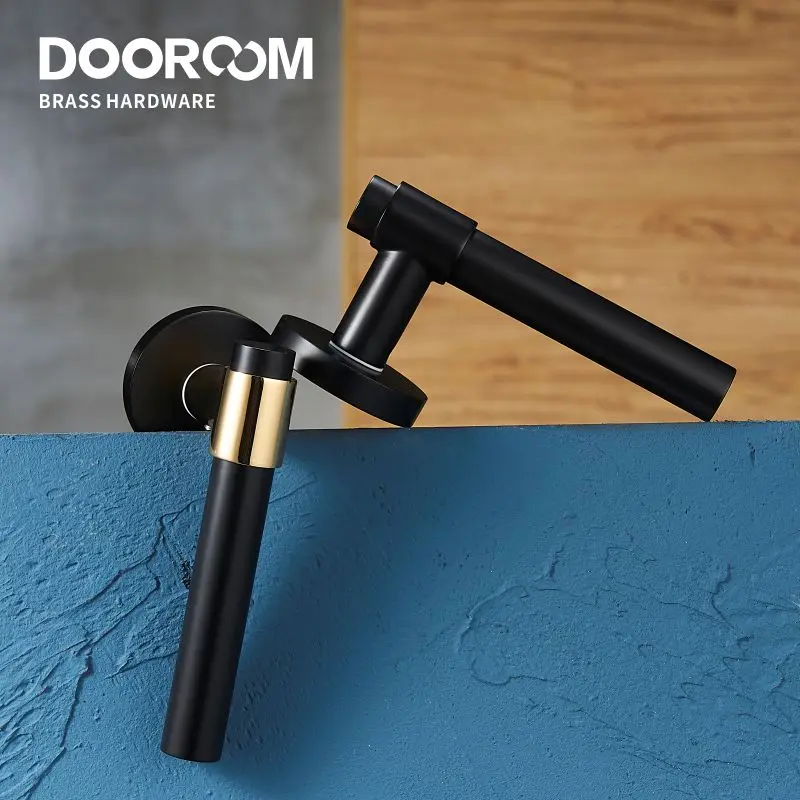 Dverrooom Mosadz Light Lixury Black Gold Moderná módna interiérová izba Spálňa Kúpeľňa masívne drevené dvere zámok split rukoväť Knob