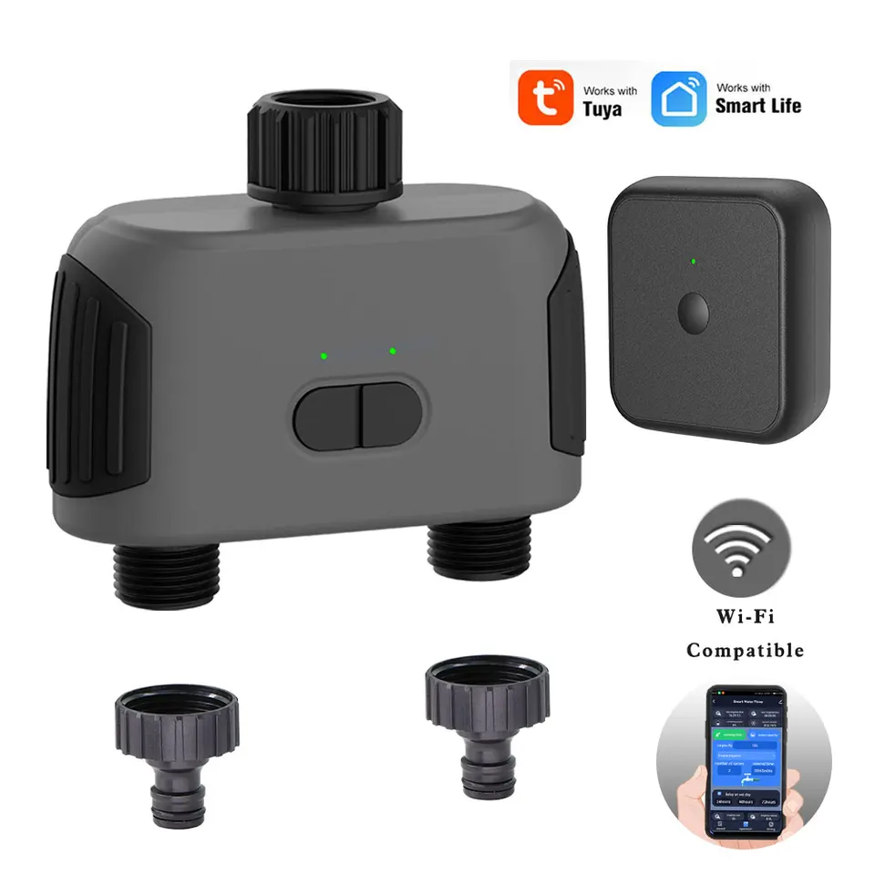 Dvojcestný bluetooth kompatibilný s WiFi-kompatibilnými záhradnými vodami TUYA inteligentná brána solenoidového zavlažovacieho systému prenosu systému ventilu