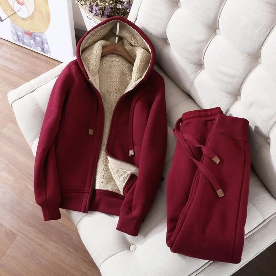 Dvojdielne mikiny nohavice zimné set dámske traťové súpravy Norgn Pant Sets Placket Ladies Cardigan rectionstring kapucňa jogger nohavice