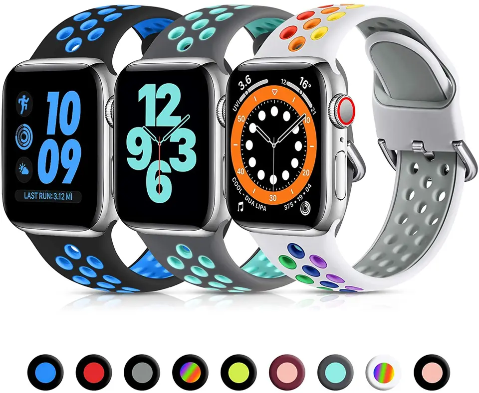 Dvojfarebný silikónový remienok pre Apple Watch 10 46 mm 42 mm ultra 49 mm 9 8 7 41 mm 45 mm priedušný pás pre IWatch 6 5 4 3 SE 44 mm 40 mm
