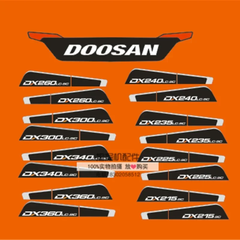 Dvojica digitálnej modelu s nálepkou rýpadla doosan DX150 200 2 225 235 260 300 360-9C