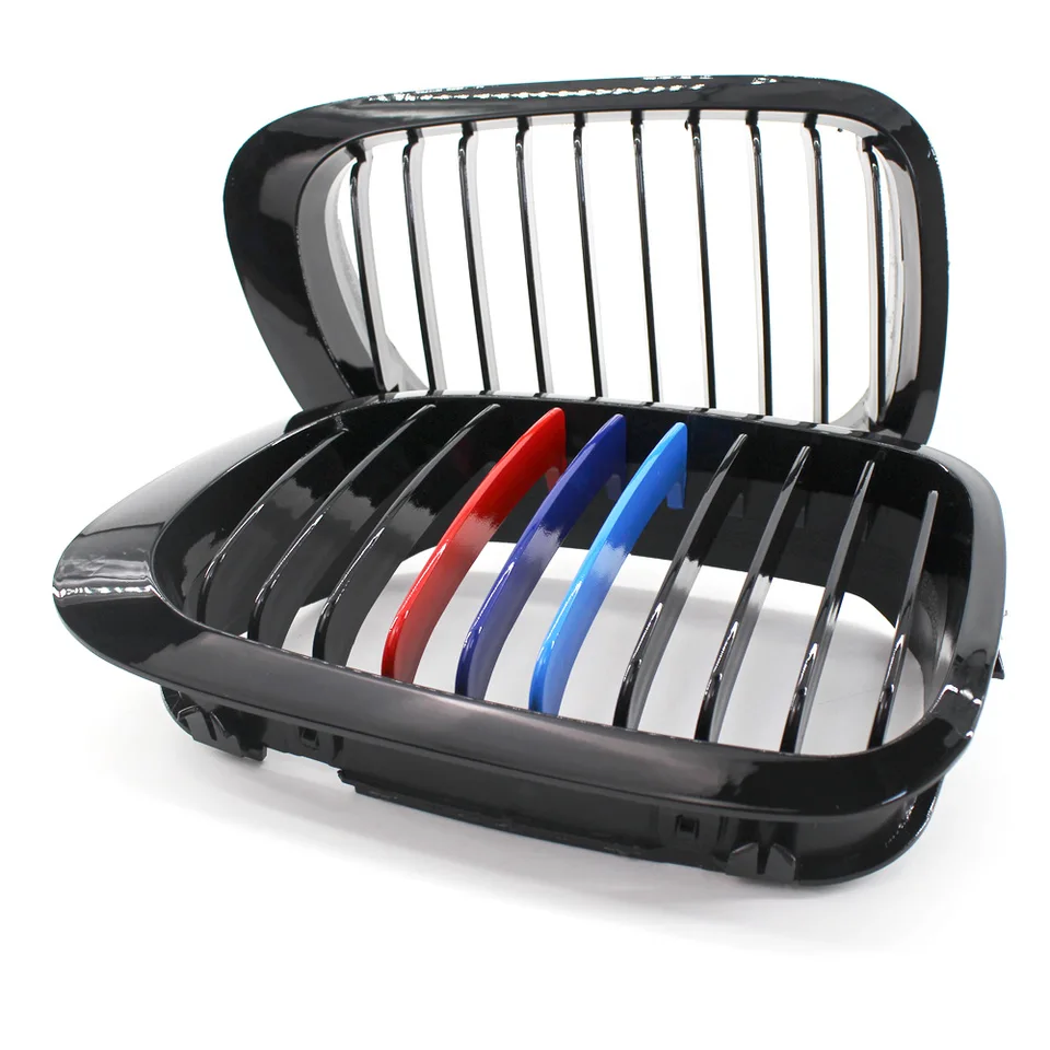 Dvojica predných obličkových grilov 1 Slat Gloss Black pre BMW 3 Series E46 320I 328I 330I 1998-2001 2/4 Dverové závodné mriežky