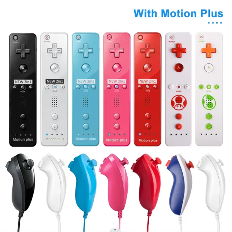 Dvojica set pohyb plus diaľkový ovládač Wii diaľkový ovládač Gamepad s radičom Nunchuck pre ovládacie prvky hier Nintendo Wii