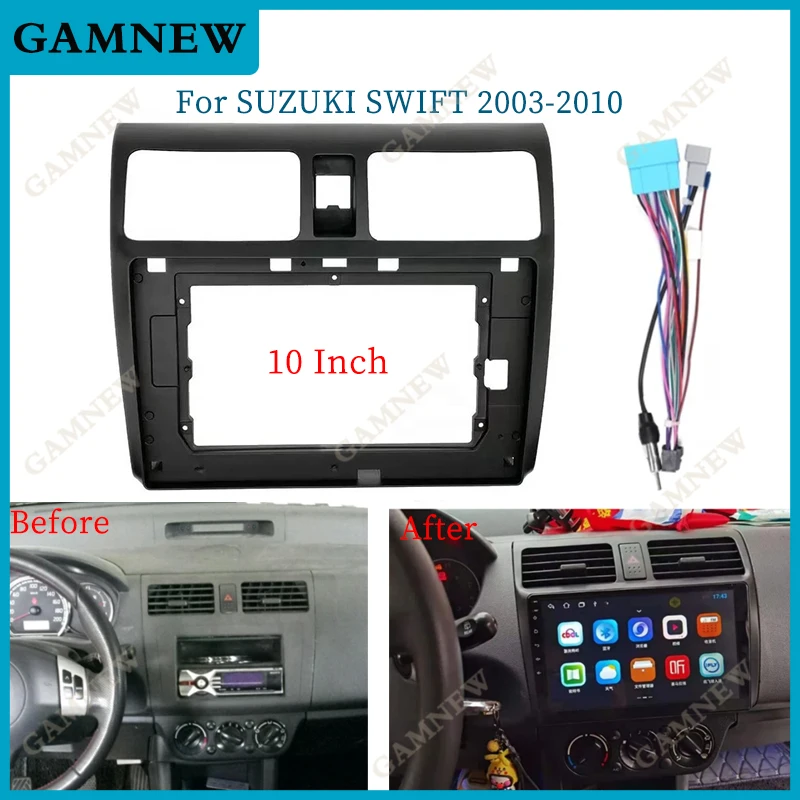 Dvojitá din 10,1 palca inštalácia automobilu DVD GPS MP5 Plastový fascia panelový rám pre roky 2003-2010 Suzuki Swift