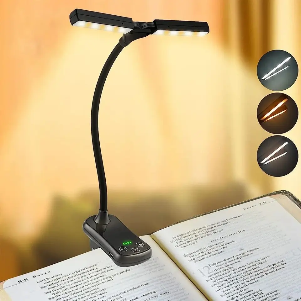 Dvojitá klip na knihe Light Nové klipové flexibilné skladacie svetlá Nabíjateľné nastaviteľné čítanie lampy Cesta