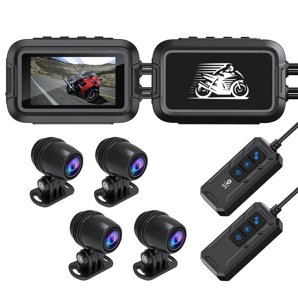 Dvojitá šošovka Dash Dash Cam Loop Nahrávanie HD 1080p Motickike Videokamera Parkovací monitor predného zadného pohľadu Zadný pohľad 150 stupňov Zobraziť Angle G-Senzor