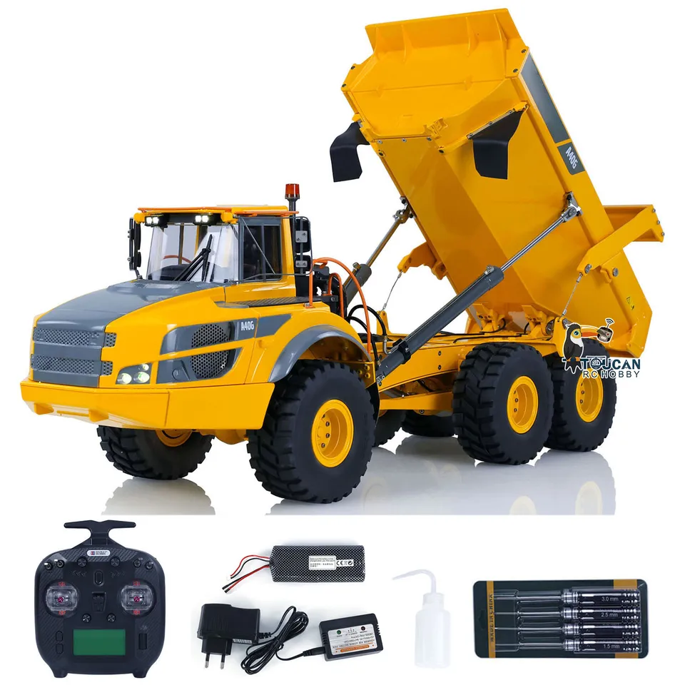 Dvojité E 1/16 Hydraulický Rádiový ovládací vozík Rádio Radio Dumper Truck Car A40G RC Kĺbové kĺbové nákladné vozidlá