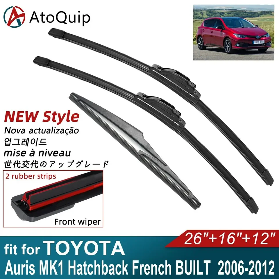 Dvojité gumové lisovacie čepele na roky 2006-2012 Toyota Auris Mk1 Hatchback francúzske postavené predné zadné stierače Doplnky 2012 2012