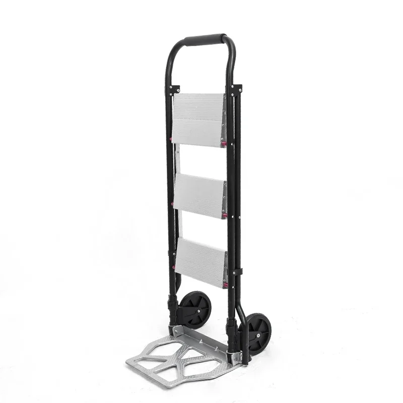 Dvojité použitie rebríka Skladacie nákladné vozidlo Trolley Domácnosť Hliníková zliatina Zaťaženie rebríka pre pevnú oceľovú konzolu gumové kolesá