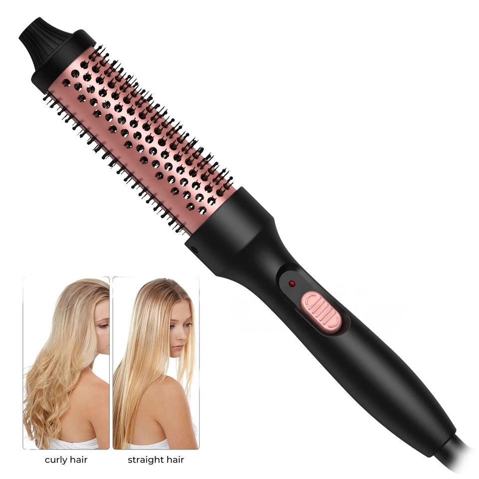 Dvojité PTC zahrievanie Curling Iron 3 in 1 Termálna kefka keramický natáčanie vlasov hrebeň vlasov Poverník Žena Volumizujúca kefka Styler kefka
