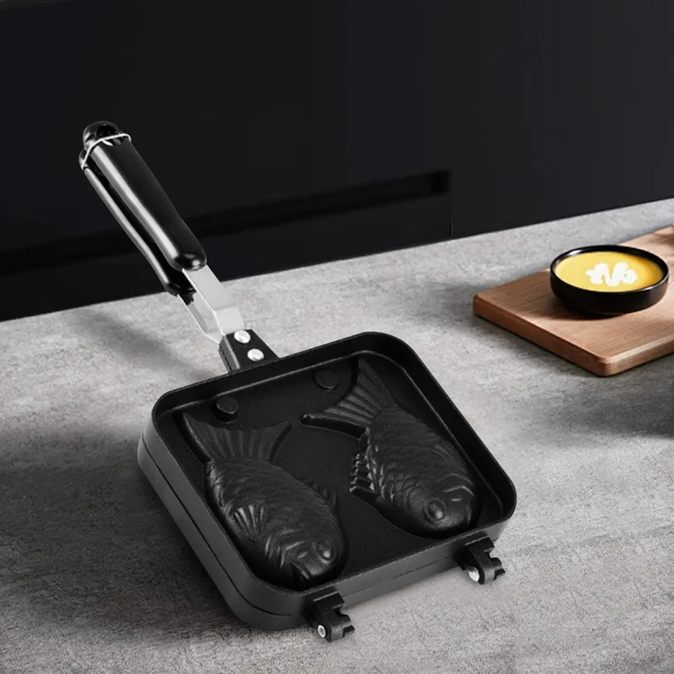 Dvojité ryby v tvare taiyaki dezert Waffle Caker Maker Pan Hliníková zliatina japonská palacinka Double Pan Taiyaki Double Pekáva panvica
