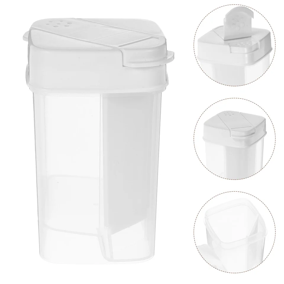 Dvojité veko Sezasy Box Shaker Travel Spice Cany Candy DispenSer Salt Pepper Shakers Mini Camping