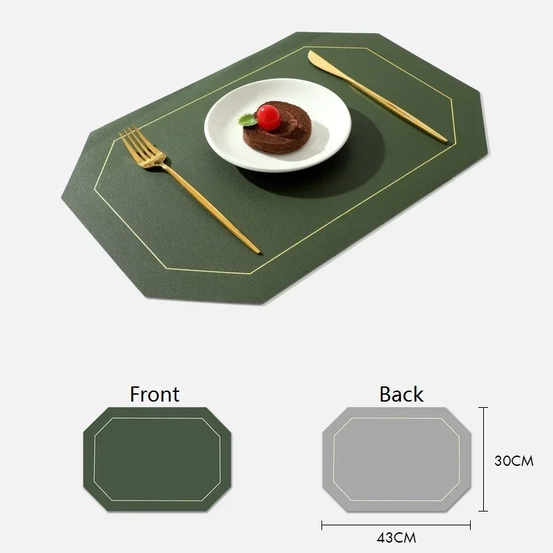 Dvojitý bočný kožný kožený nordický štýl Coaster Solid Anti-Slip Kitchen Kuchyňa Placemat Pad Dish Dish Coffee Cup Hrnček