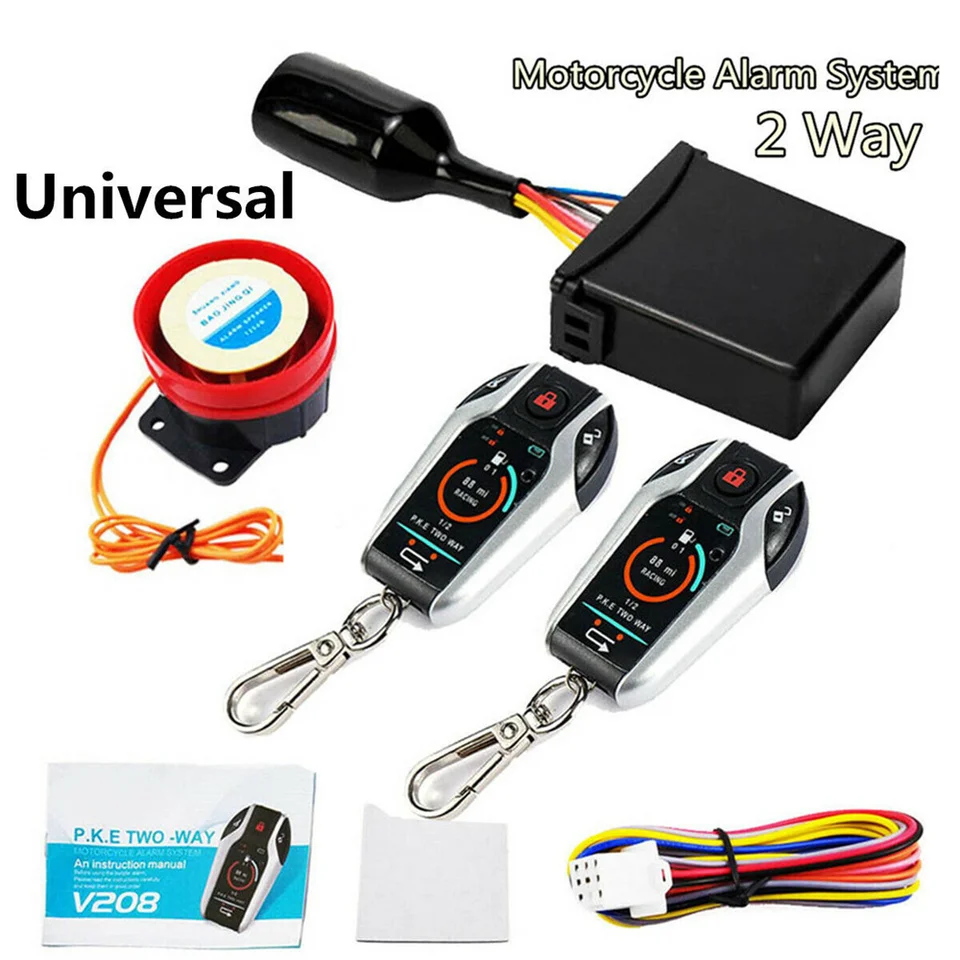 Dvojsmerné motocykle proti krádeži bezpečnostného systému Scooter Vibration Vibration Vibration Alarm diaľkový motor Štart 5Meter Auto Lock