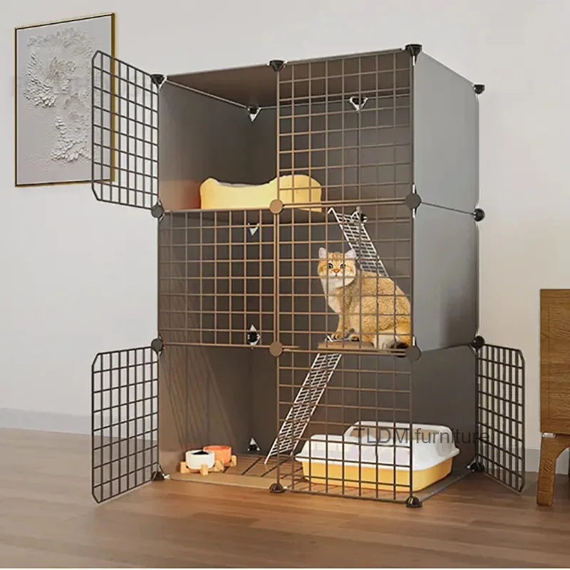 Dvojvrstvová vonkajšia teplá mačka klietka kované železné klietky Indoor Pet Cat Villa Cat Bed Bed Domare Veľký mačací dom domáce zvieratá GM