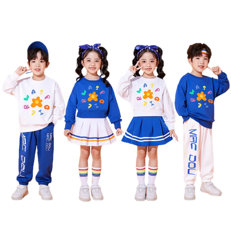 Dvojčatá chlapec a dievča oblečenie súpravy Kids hiphop Streetwear School Clothess Performance Outfits Teens Detin detské hip-hopové nohavice oblek