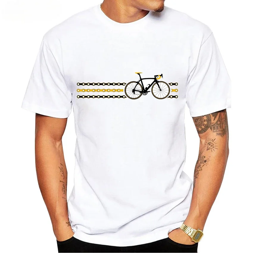 Dy podivné a jednoduché bicykle a cyklistické prevodové koleso Cyklistické tričko Tričko Men Road Cycling Sport Sport White Casual Boy Tees
