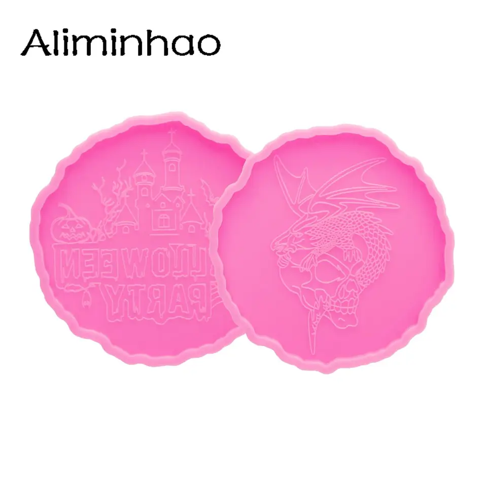 Dy1280 Happy Halloween Pumpkin Bat Castle Coaster Silikone Fold, Flying Dragon Resin Folds remeslá s epoxy umením DIY formy