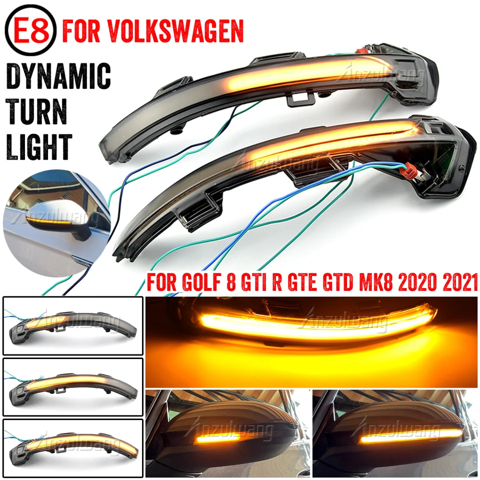 Dynamic Blinker LED Turn Signál pre Volkswagen pre VW Golf 8 GTI R GTE GTD MK8 Light Mirror Indikátor Sekvencia 2020 2021