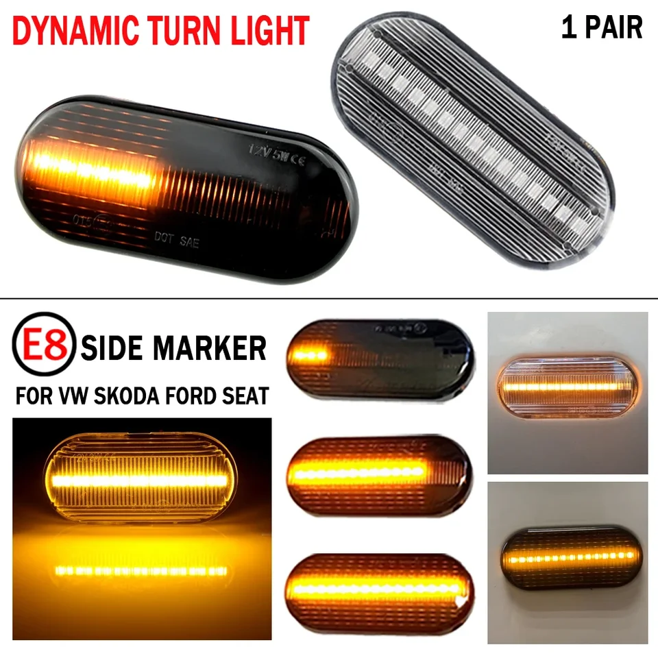 Dynamická bočná značka svetlo SIGNAL SIGNALDS pre sedadlo Leon Ibiza 6L FORD FOCK MK2 VW GOLF 3 4 LUPO PASSAT Polo 6n 9n Bora