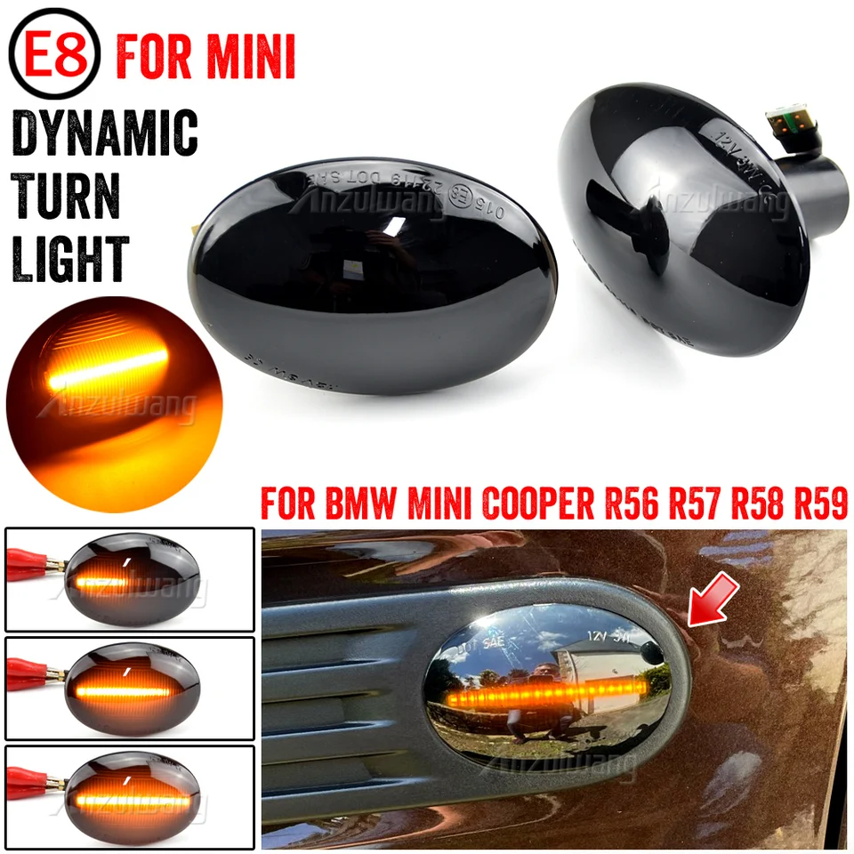 Dynamická bočná značka zrkadlovej lampy LED blikajúce zákrutové svetlo pre Mini Cooper R56 R57 R58 R59 CL-R56-LSM-SM 2007-2013