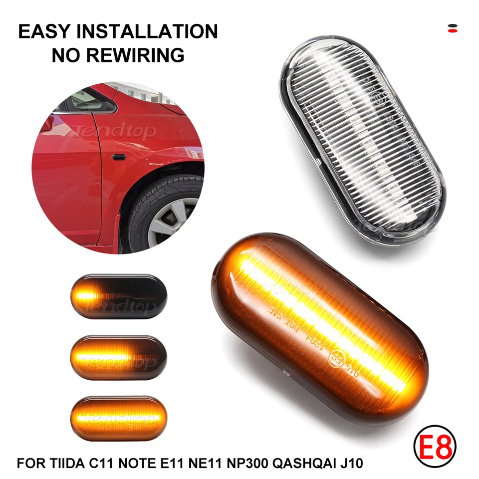 Dynamická lampa LED dióda LED SIGNALE LIGHTIND LAMP pre NISSAN TIIDA C11 POZNÁMKA E11 NE11 MICRA K12 NP300 NAVARA D40 QASHQAI J10
