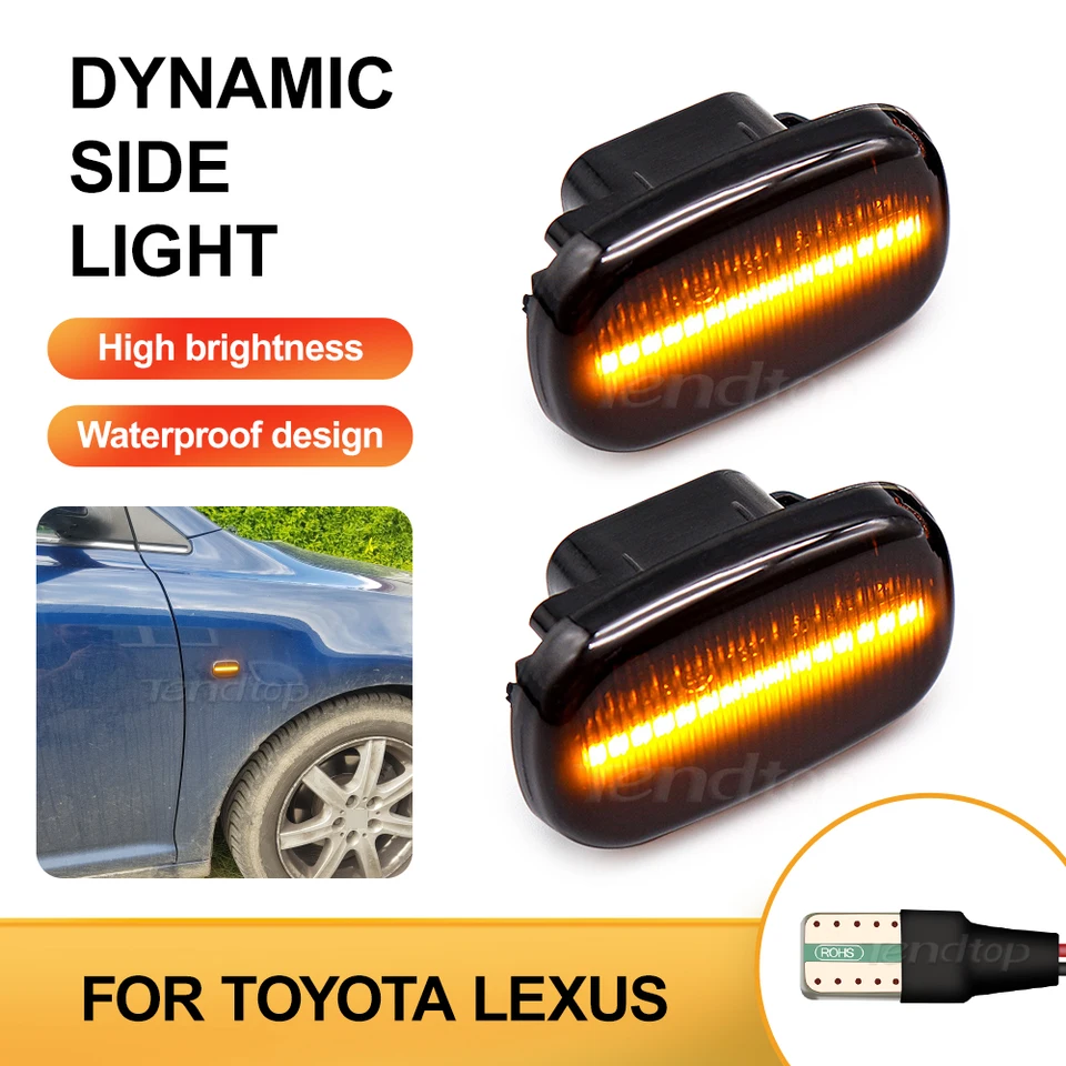 Dynamická LED blikajúca zákruta Signálne svetlo SIGHT LAMP LAMP pre Toyota AVENSIS CELICA COROLLA CALDINA CAMRY HILUX Prius Verso RUN RUN
