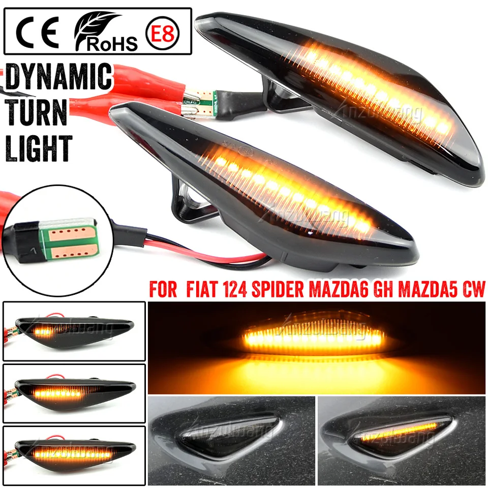 Dynamické LED bočné markerové zákrutové signálne Svetlo Svetlo pre Mazda MX-5 ND 5 CW 6 GH RX-8 2009-2012 Pre Fiat 124 Spider Abarth
