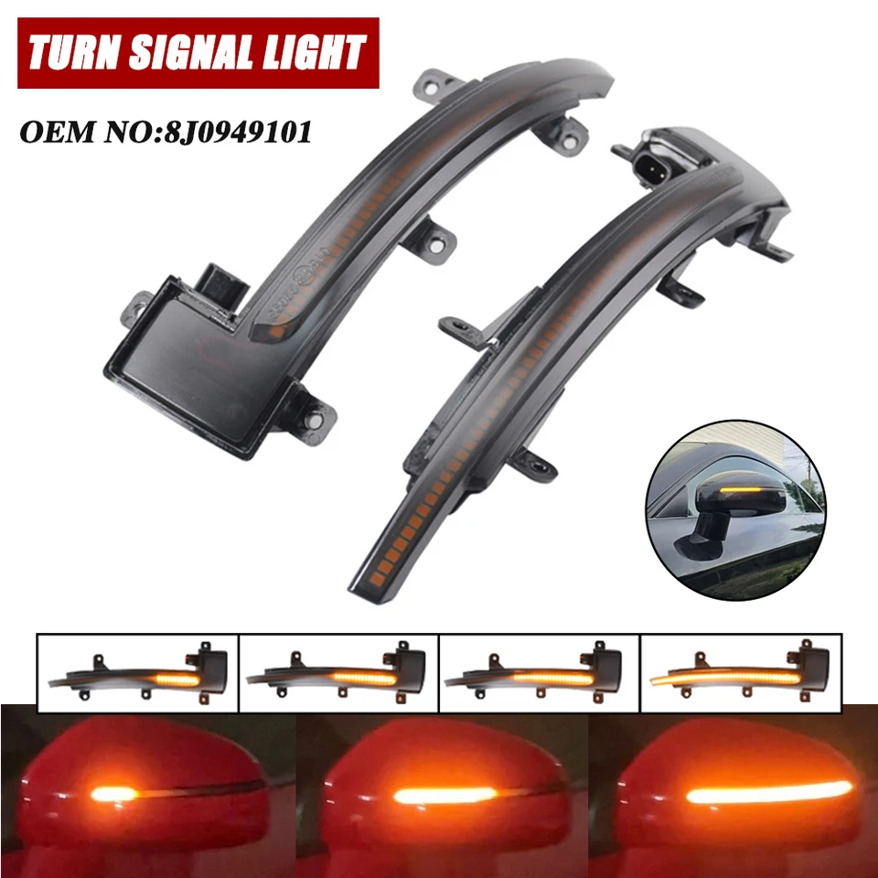Dynamický blinker LED Turview Side Side Strana spätného zrkadlového svetla pre Audi TT MK2 8J TTS R8 2007 - 2013