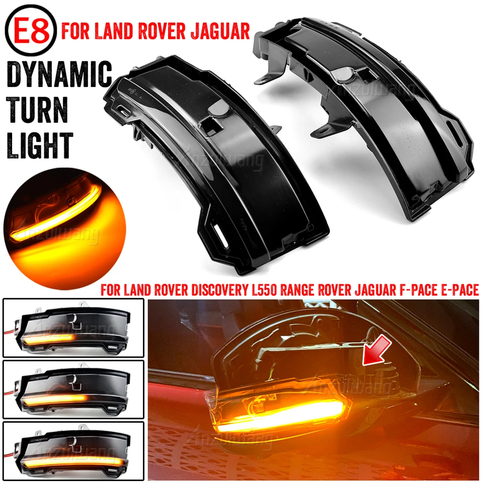 Dynamický LED Turn Signal Signal Svetlo Spätný pohľad blikajúci zrkadlo pre Land Rover Range Evoque Velar L560 Jaguar F-Pace X761 X540