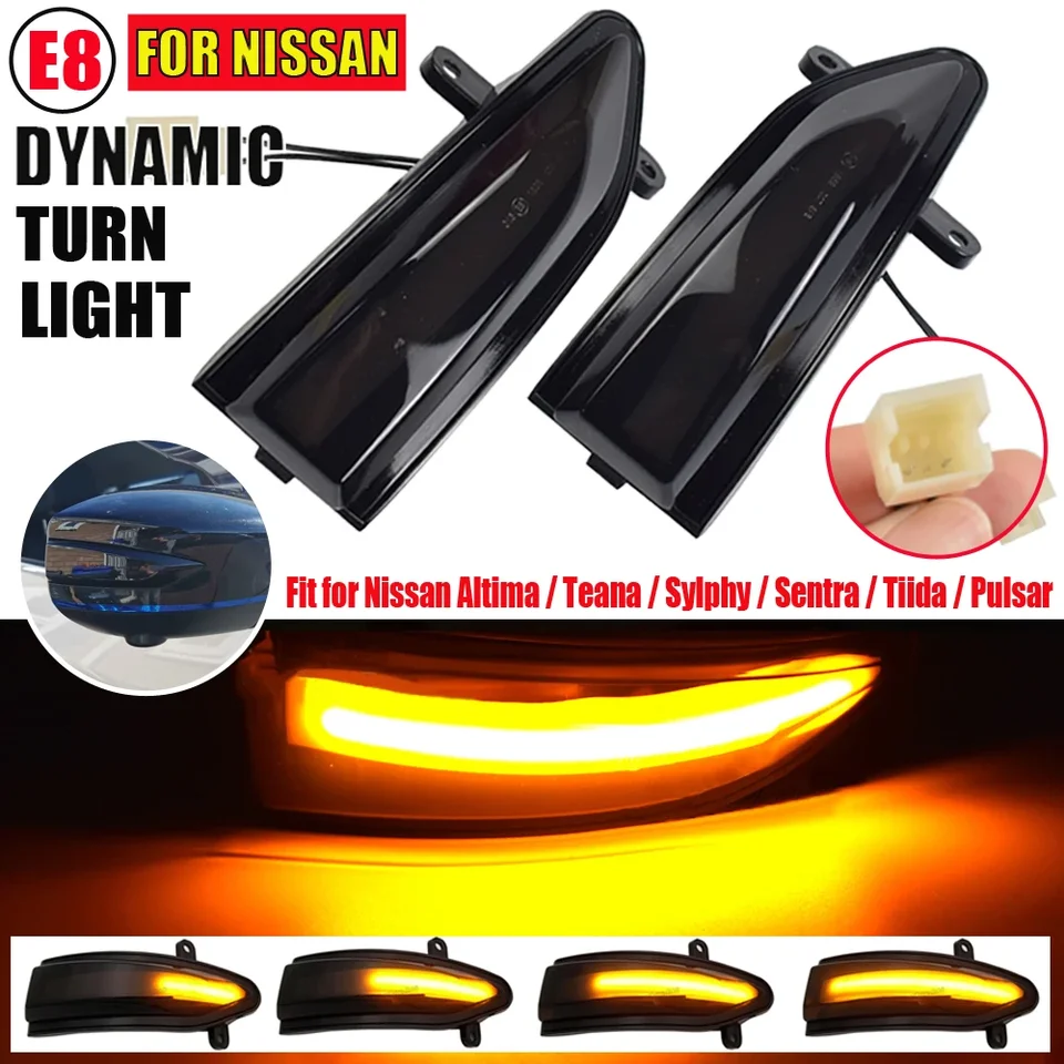 Dynamický ukazovateľ bočného zrkadla LED diódy Turn Signal pre Nissan Altima Teana L33 Sylphy Sentra B17 Tiida Pulsar C13