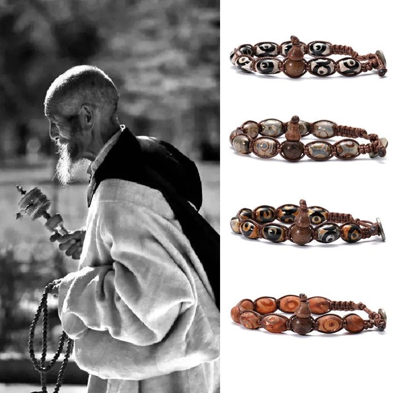 Dzi Tibetan Budhizmus Šťastný náramok Unisex ručne tkané lano nastaviteľný náramok meditácia Suvenír šperky