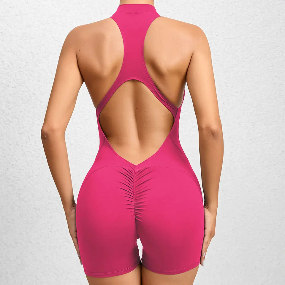 Dámska kombinéza fitness oblek telocvičňa Rompers Short Sets Sports Ispers for Woman Tracksuit Yoga Clothing Zipper Workout Sportswear