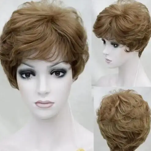 Dámska krátka svetlo hnedá rovná dámska nadýchaná parochňa Cosplay Vlasy