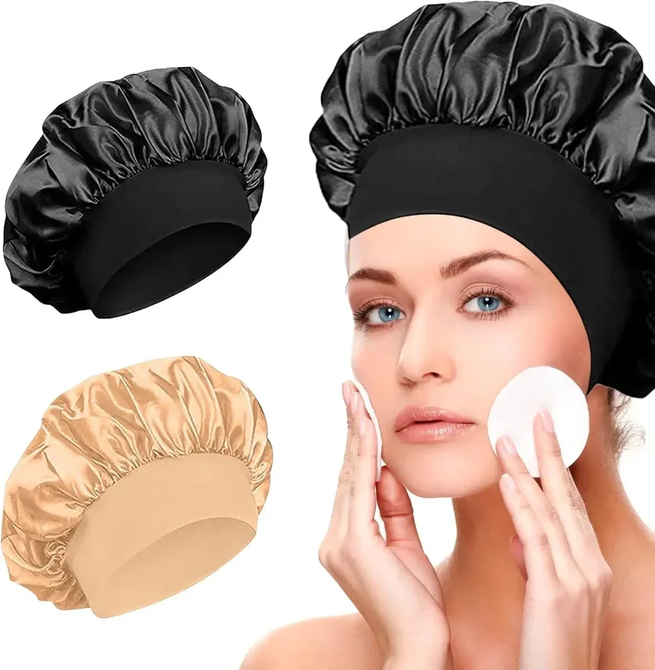 Dámska saténová pevná elastická elastická širokopásnička spiaceho klobúku Unisex zabalenie hlavy elastická kapela čiapka Cap Care Care Bonnet Night Hat kapota kapota