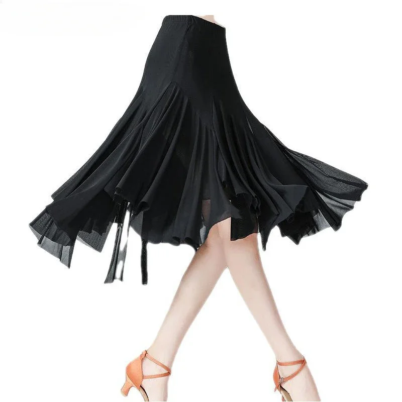 Dámska stredná latinská tanečná sukňa Ballroom 360 stupňov Salsa Rumba Waltz Dance Wear Wear Flamenco Dance sukne na prax