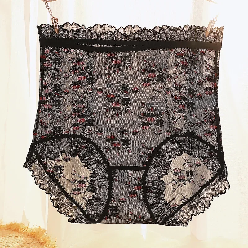 Dámska veľká veľkosť vysoký pás bezšvové spodky sexy čipkované kvetinové nohavičky módy mäkké pohodlie briefs spodná bielizeň Žena spodná bielizeň