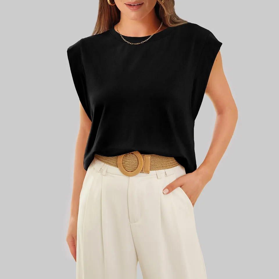 Dámska čiapka Rukáv Top letný tank Top Basic Tričt