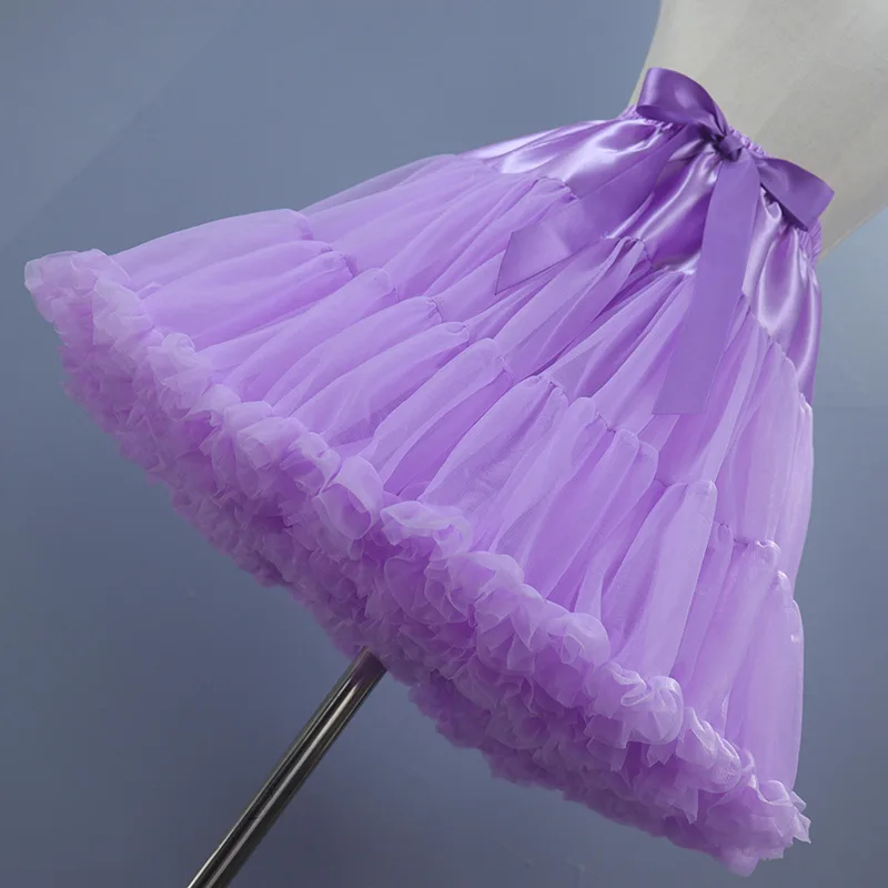 Dámske 3-vrstvené skladané tylové petticoat Tutu Puffy Party Cosplay sukňa