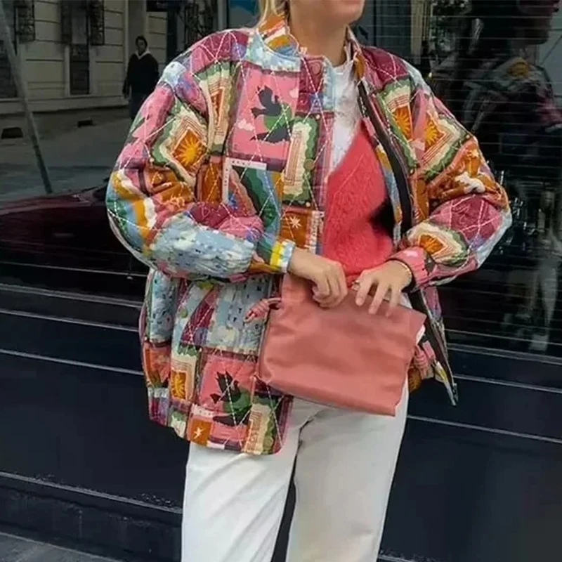 Dámske bundy Inszartrafs Bombers Coat Vintage Fashion Outwear Tops Tops Tops Casy Loose 2024 Veste femme Chic et élégante
