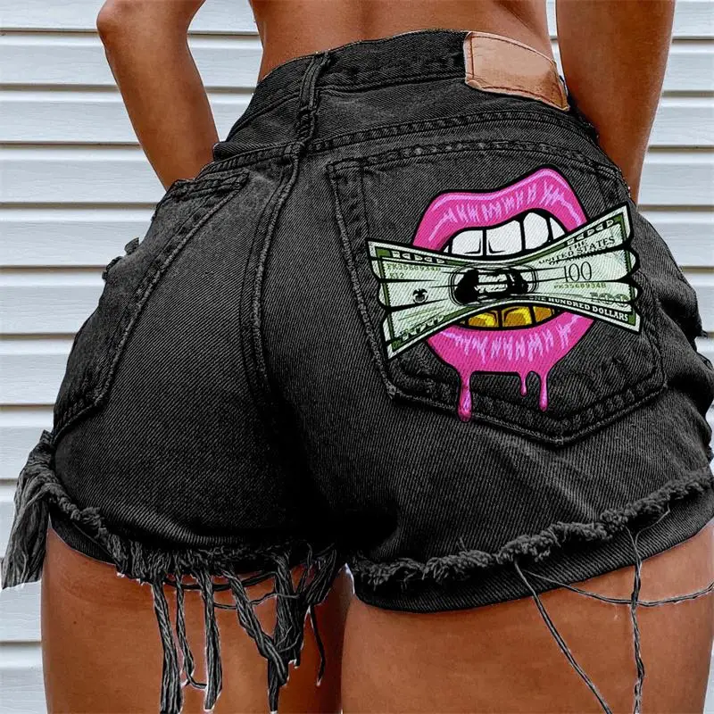 Dámske džínsové šortky 2023 leto nové punk Wear High Wasted tlat módne príležitostné kraje