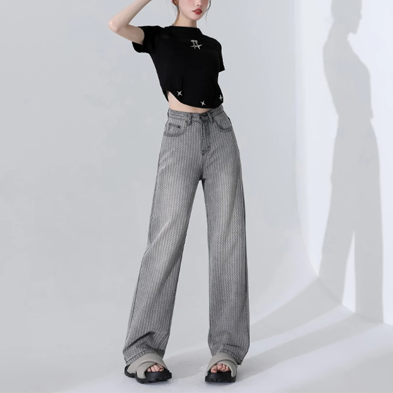 Dámske džínsy Y2K Džínsy Harajuku Streetwear Denim Denim nohavice y2k pruhované Jean nohavice 90. roky vinobranie japonské husové oblečenie v štýle 2000. rokov 20. storočia